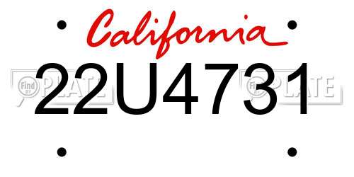 22U4731 California License Plate