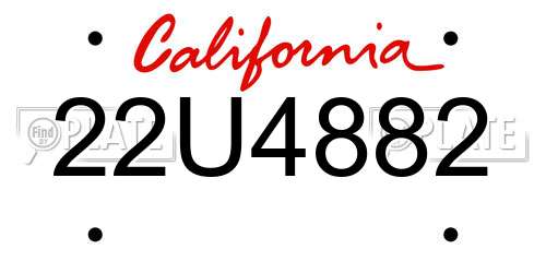 22U4882 California License Plate