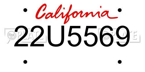 22U5569 California License Plate