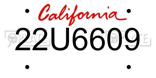 22U6609 California License Plate