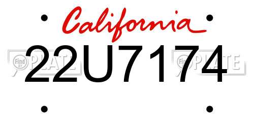 22U7174 California License Plate