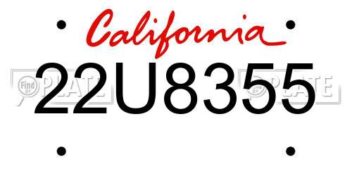 22U8355 California License Plate