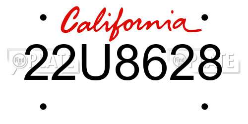 22U8628 California License Plate