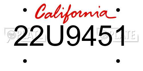 22U9451 California License Plate