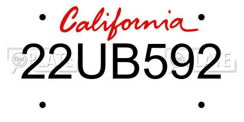 22UB592 California License Plate
