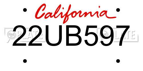 22UB597 California License Plate