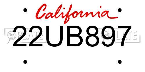 22UB897 California License Plate