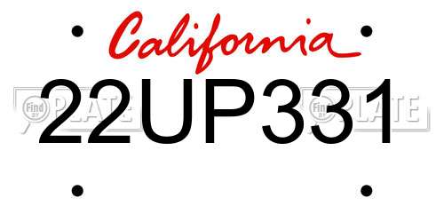 22UP331 California License Plate