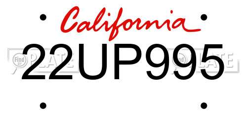 22UP995 California License Plate