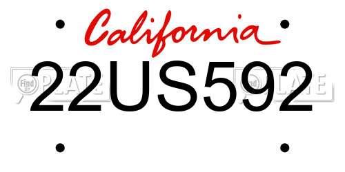 22US592 California License Plate