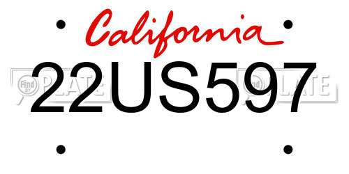 22US597 California License Plate