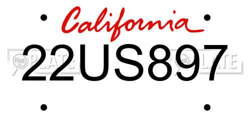 22US897 California License Plate