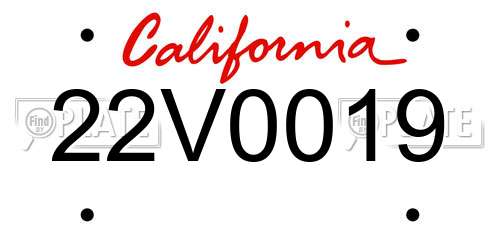 22V0019 California License Plate
