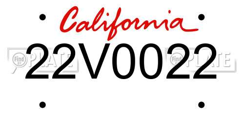 22V0022 California License Plate