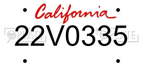 22V0335 California License Plate