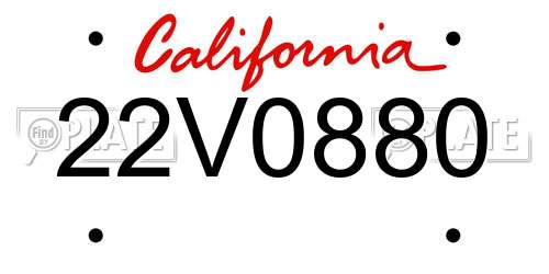 22V0880 California License Plate