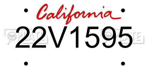 22V1595 California License Plate