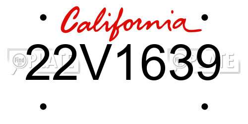 22V1639 California License Plate