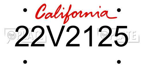 22V2125 California License Plate