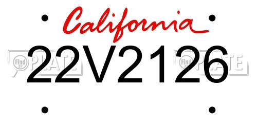 22V2126 California License Plate