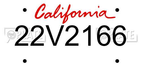 22V2166 California License Plate