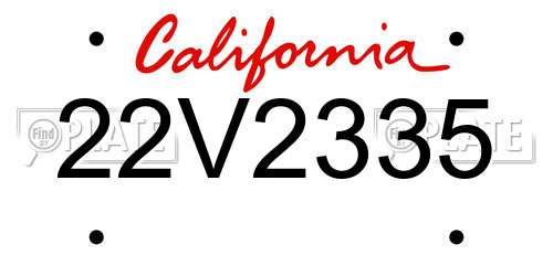 22V2335 California License Plate