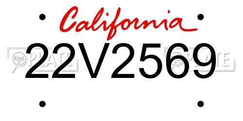 22V2569 California License Plate
