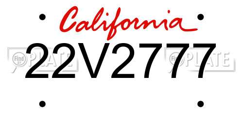 22V2777 California License Plate