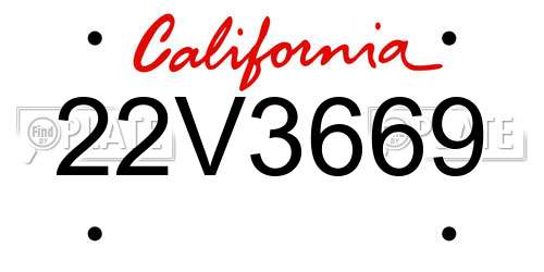 22V3669 California License Plate