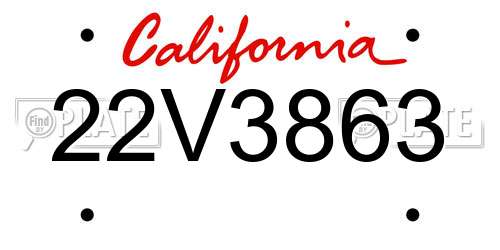 22V3863 California License Plate