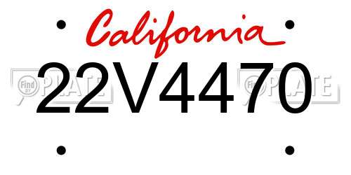 22V4470 California License Plate
