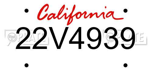 22V4939 California License Plate