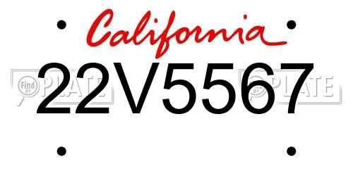 22V5567 California License Plate