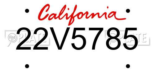 22V5785 California License Plate