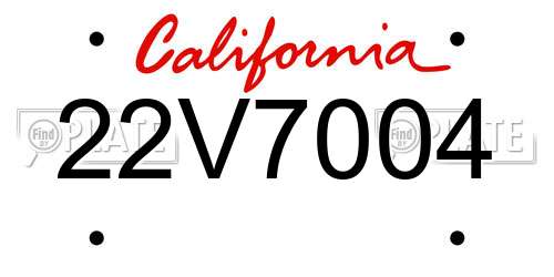 22V7004 California License Plate