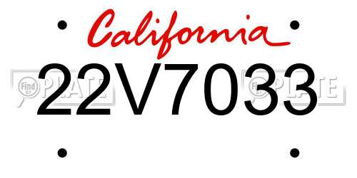 22V7033 California License Plate