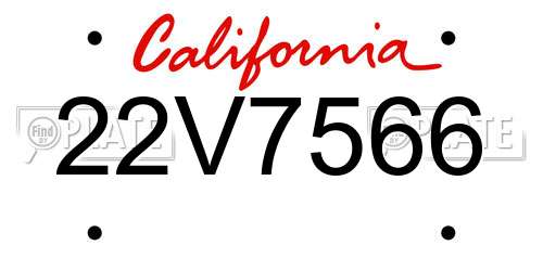 22V7566 California License Plate
