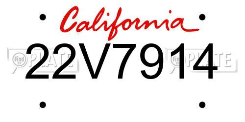 22V7914 California License Plate