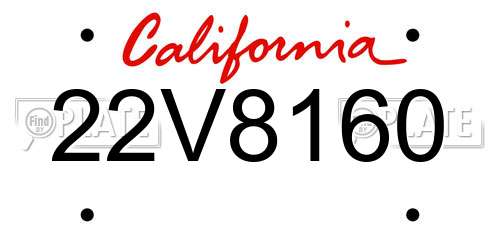 22V8160 California License Plate