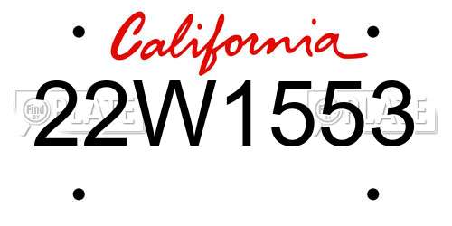 22W1553 California License Plate