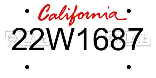 22W1687 California License Plate