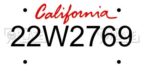 22W2769 California License Plate