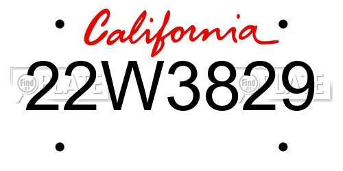 22W3829 California License Plate