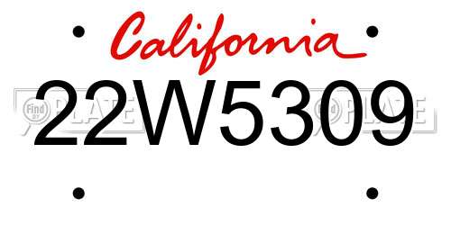 22W5309 California License Plate