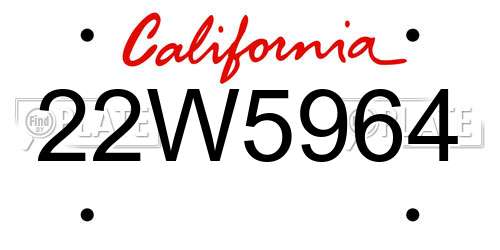 22W5964 California License Plate