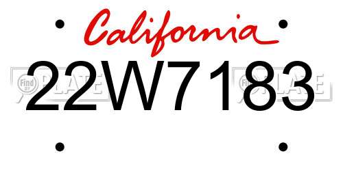 22W7183 California License Plate