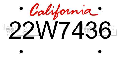 22W7436 California License Plate