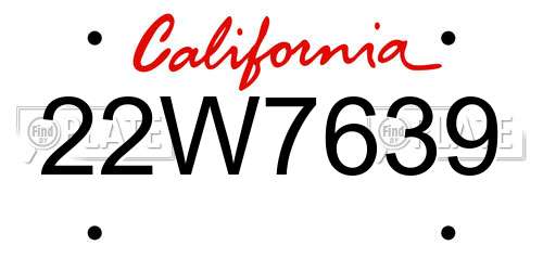 22W7639 California License Plate