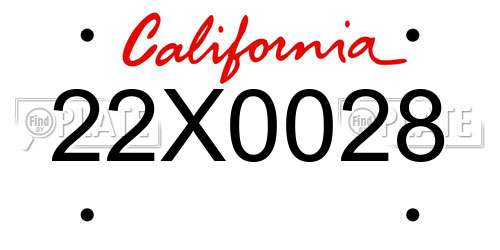 22X0028 California License Plate