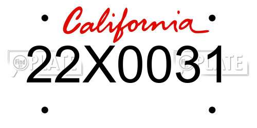 22X0031 California License Plate